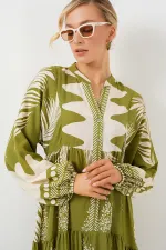 Robe hijab à motifs authentiques 2423 - Vert menthe