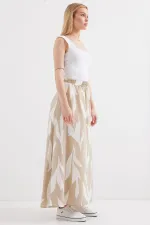 8028 Desenli Uzun Etek - Bej