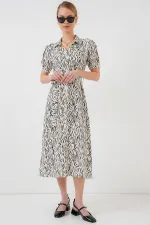 2213 Kısa Kol Viskon Elbise - C.Beyaz