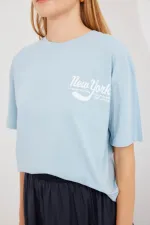 T-shirt basique imprimé 4318 - Bleu