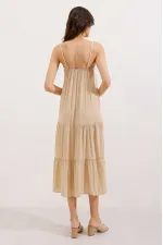 Robe midi à bretelles 2403 - Crème