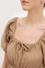 Robe évasée en popeline 2351 - Camel