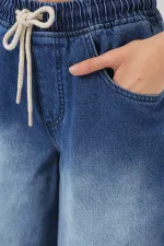 Women's Wide Leg Jeans 6705 - Navy Blue
