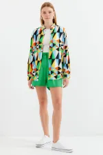 3721 Grafik Desenli Gömlek - Çok Renkli