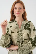Robe longue hijab à motifs pour femme 2585 - Vert E.
