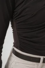 Chemisier Sandy 925 à fronces - Marron