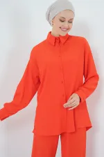 T5858 Örme Tesettür İkili Takım - Turuncu