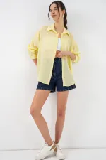 Kadın Uzun Oversize Gömlek 20320 - Sarı