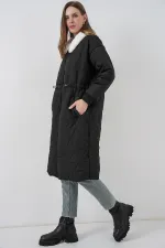 Women's Quilted Long Puffer Coat 5221 - Black
