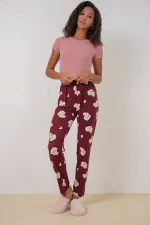 Bas de pyjama à motifs 4323 - Rouge bordeaux