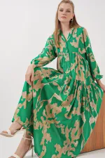 Robe hijab à motifs authentiques 2423 - Vert émeraude