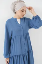 2527 Women's Long Hijab Dress - Indigo 2527 Women's Long Hijab Dress - Indigo
