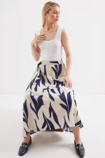 8028 Desenli Uzun Etek - Lacivert
