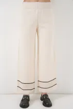 Ensemble deux pièces en maille rayée oversize pour femme 15957 - Écru