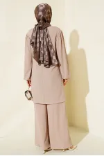 Ensemble tunique, pantalon et haut couleur pierre pour femme 6663