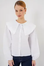 Chemise à col bébé pour femme 20314 - Blanche