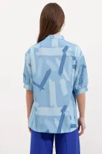 Chemise oversize à motifs 20226 - Bleue