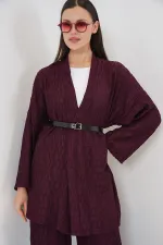 Kadın Kimono Pantolon İkili Takım 30078 - Bordo
