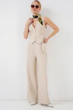 6709 Women's Vest and Trousers Two-Piece Set - Cream