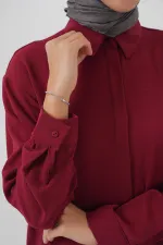 Kadın Uzun Gömlek Tunik 5945 - Bordo