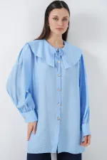 Kadın Bebe Yaka Uzun Tunik 5967 - Mavi