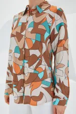 3721 Grafik Desenli Gömlek - Sütlü Kahve