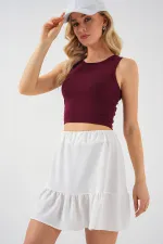 Kadın Ayrobin Mini Etek 8054 - Beyaz