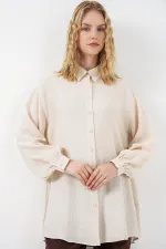 Women's Textured Oversize Tunic 5989 - Cream Women's Textured Oversize Tunic 5989 - Cream