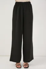 Ensemble deux pièces tunique et pantalon à lacets pour femme 6744 - Noir