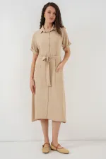Robe à manches courtes pour femme 2214 - Beige