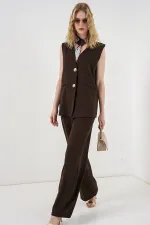 Women's Vest and Trousers Two-Piece Set 30086 - Brown