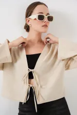 Tie-Front Linen Kimono 960 - Cream