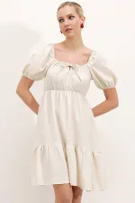 Robe évasée en popeline 2351 - Écru