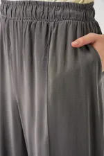 Women's Wide Leg Trousers with Elastic Waistband 30087 - Anthracite Women's Wide Leg Trousers with Elastic Waistband 30087 - Anthracite