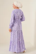 Robe hijab à motifs 2145 - Lilas Robe hijab à motifs 2145 - Lilas