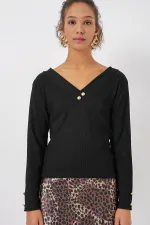 923 Uzun Kollu Body - Siyah