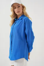 3900 Oversize Long Basic Shirt - Dark Blue