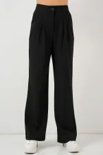 6638 Yüksek Bel Palazzo Pantolon - D. Siyah