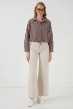 Chemise rayée à manches longues 20276 - Marron