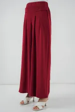 Women's Wide Leg Pleated Trousers 6718 - Red