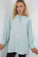 Women's Peter Pan Collar Long Tunic 5967 - Turquoise