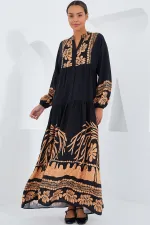 Robe hijab en viscose noire effet vison pour femme 2423