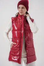 Women's Shiny Puffer Vest 5218 - Red