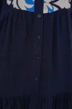 Robe hijab à motifs authentiques 2423 - Bleu marine 4