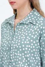 Kadın Puantiyeli Mint Ekru Örme İkili Takım 5858