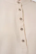 6678 Keten Tunik Pantolon İkili Takım - Bej