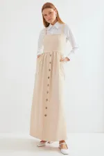 2490 Long Overall Dress - Cream