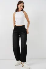 Kadın Yüksek Bel Kot Pantolon 30081 - Siyah