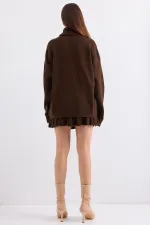 15891 Sweater Skirt Knitwear Two Piece Set - Brown