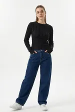 Kadın Dokulu Örme Bluz 980 - Siyah